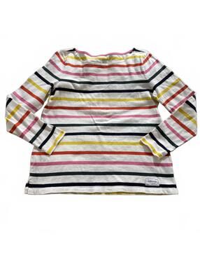TALBOTS Long Sleeve Cotton Rainbow Striped Crew neck pullover  SZ Small Petite